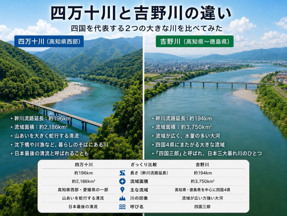 四万十川と吉野川の比較表