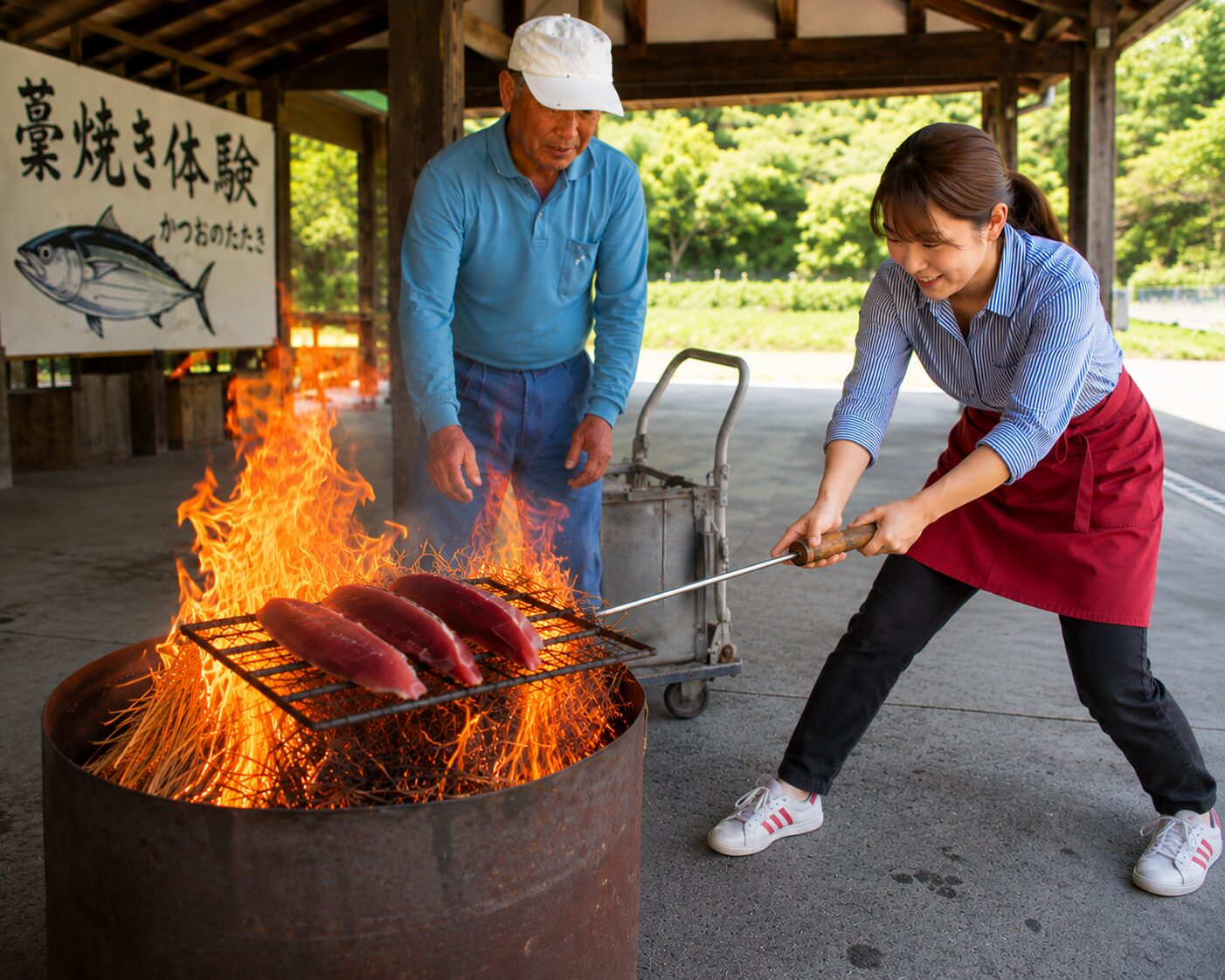 かつおのたたき藁焼き体験